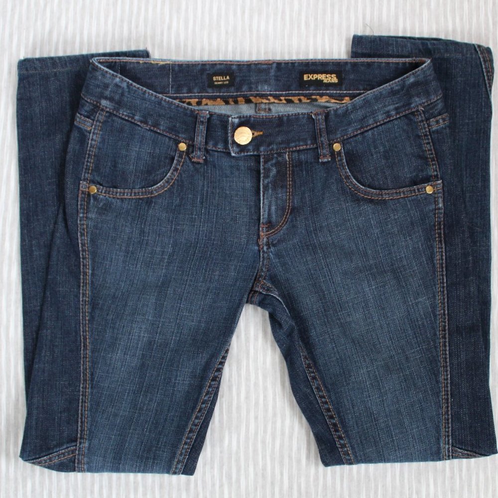 3/$30 Express Dark Wash Stella Skinny Leg Jeans